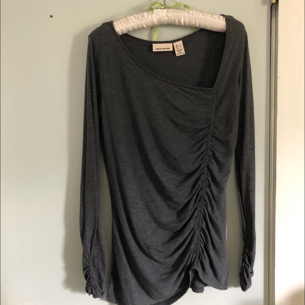 DKNY aymetrical long sleeved charcoal top